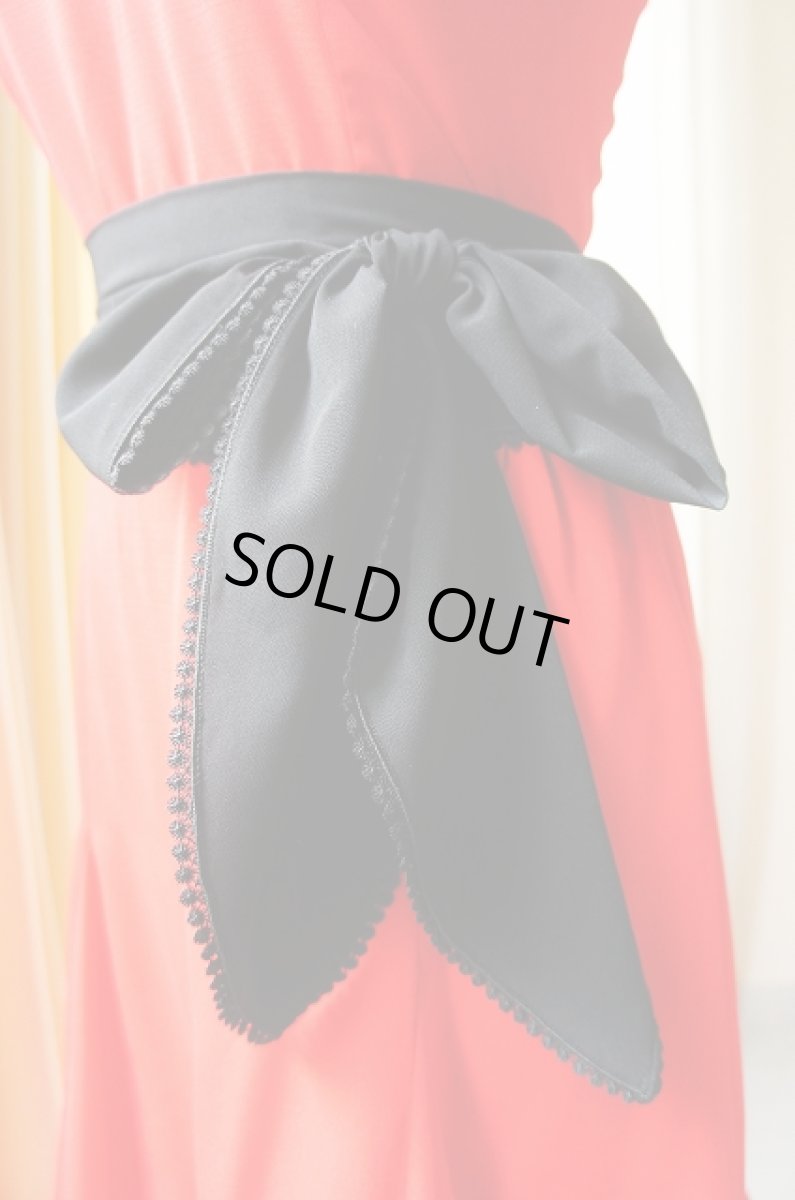 画像1: ジョーゼット生地、ブラック、レース飾り (1)