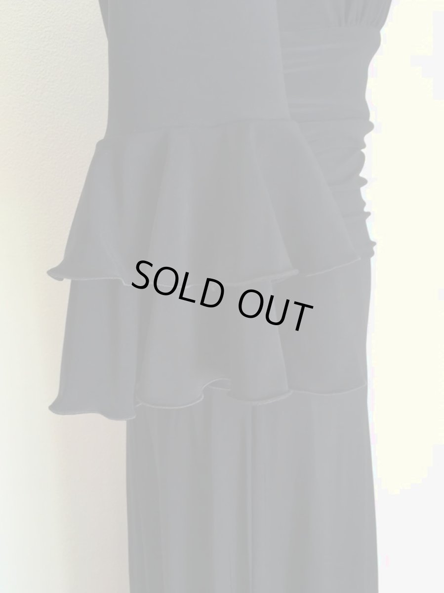 画像6: ニット素材のワンピース、ブラック、袖フリル2段 (6)