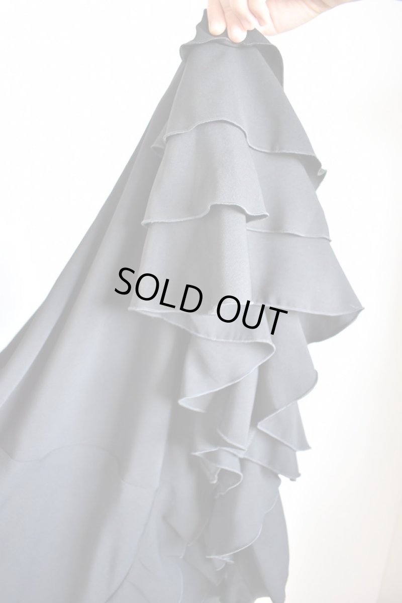 画像6: フリル4段、ジョーゼット生地ブラック (6)