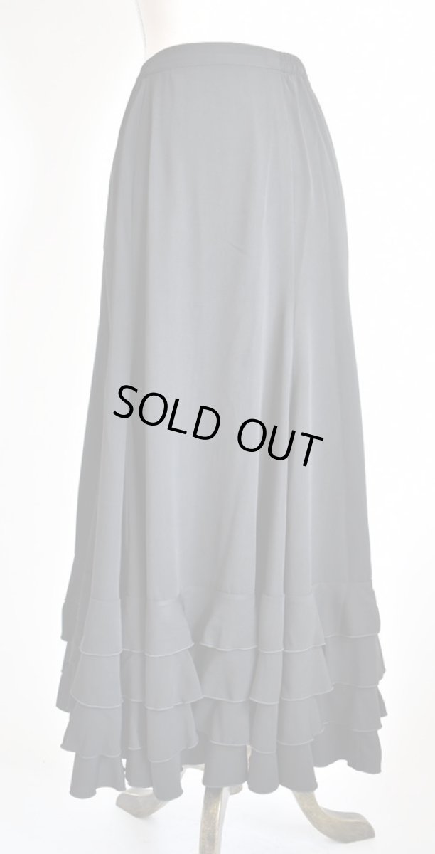 画像3: フリル4段、ジョーゼット生地ブラック (3)