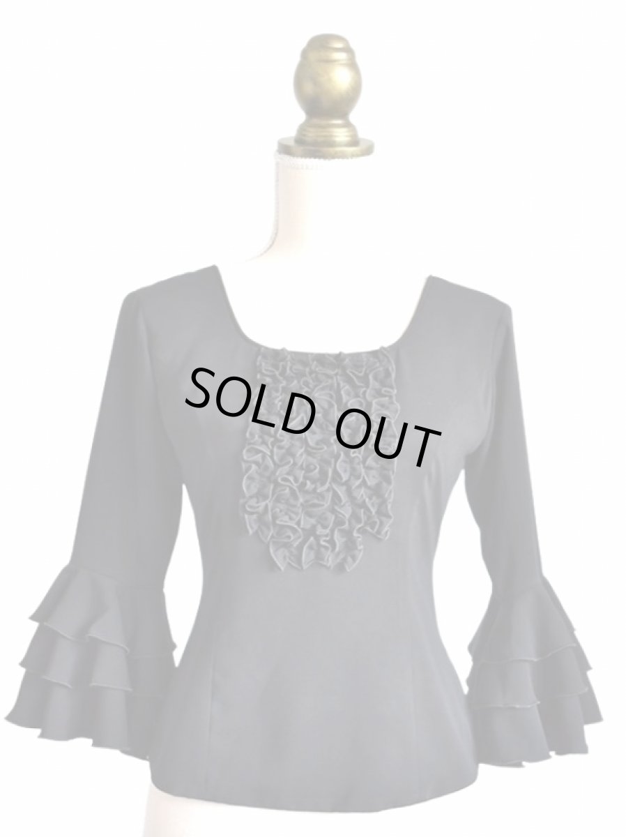 画像1: フロントフリル、フリル3段、ブラック (1)