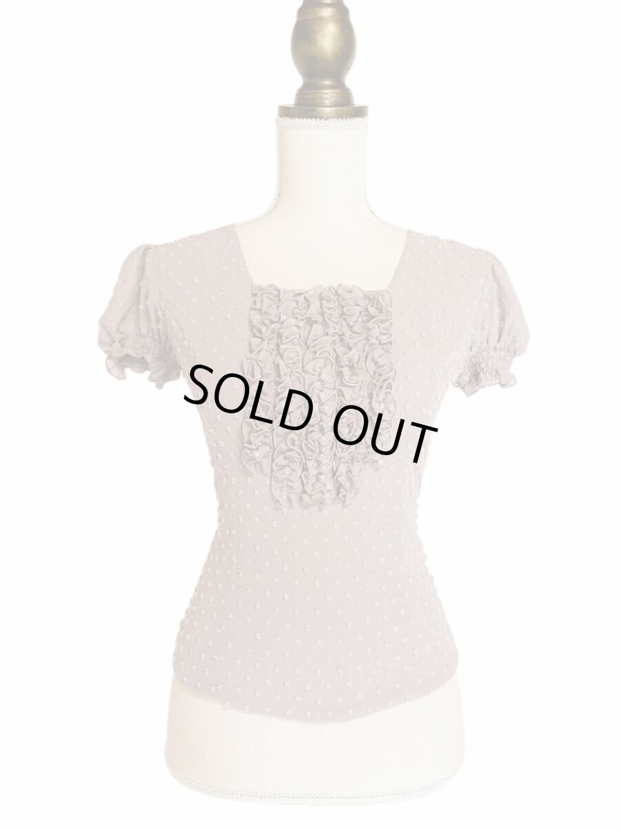 画像1: パフスリーブ、立体水玉、グレー (1)