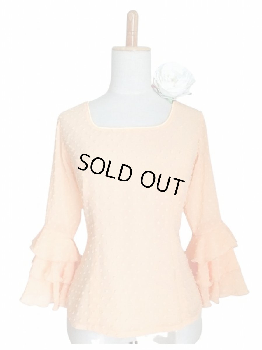 画像1: ブラウス、立体水玉、ピーチ (1)