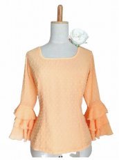 画像1: ブラウス、立体水玉、ピーチ (1)