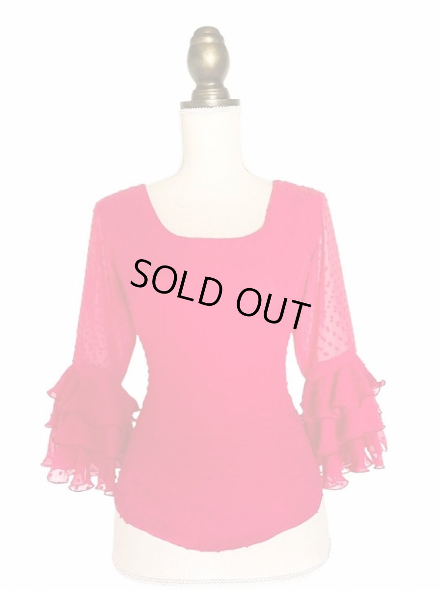 画像1: ブラウス、ローズピンク（ワインレッド） (1)