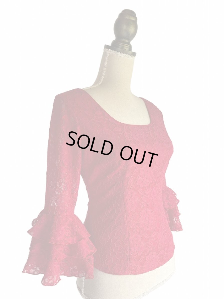 画像2: 《ラスト1点》レース生地、レッド (2)