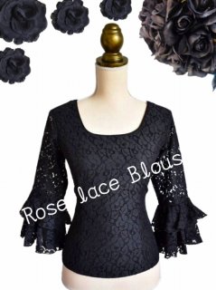 k*7様 新品未使用　フラメンコ　あいあい2段フリルポンポン付き袖　白ブラウス k*7様 新品未使用 フラメンコ あいあい2段フリルポンポン付き袖 白