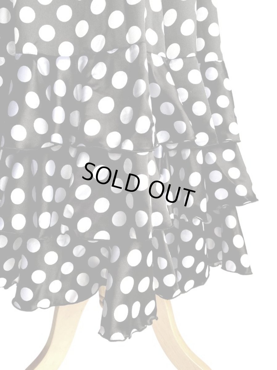 画像3: SALE‗ハイウエストファルダ、3段フリル、サテン水玉 (3)