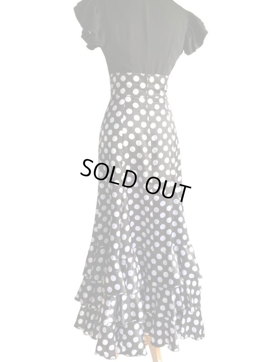 画像5: SALE‗ハイウエストファルダ、3段フリル、サテン水玉 (5)