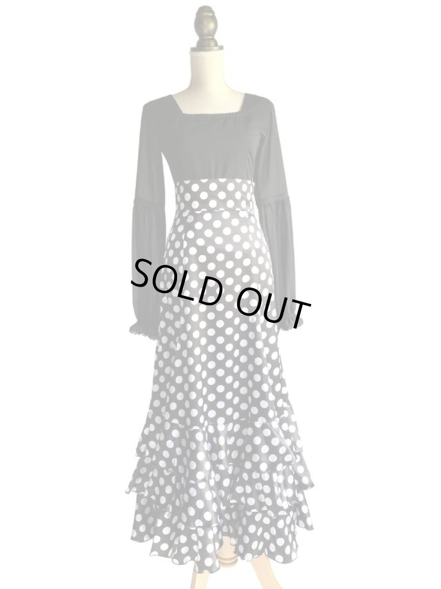 画像2: ハイウエストファルダ、3段フリル、サテン水玉 (2)