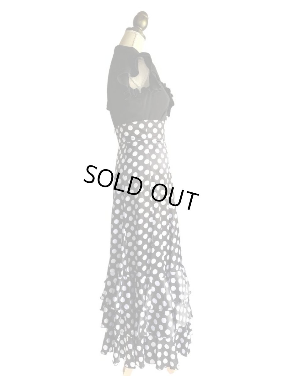 画像4: SALE‗ハイウエストファルダ、3段フリル、サテン水玉 (4)