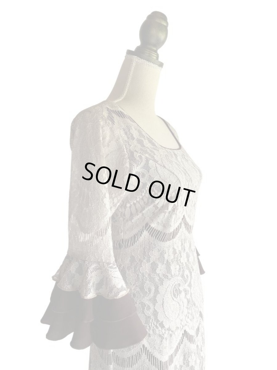 画像4: 《即納品》ツーピースドレス、レース×チョコ、Lサイズ (4)