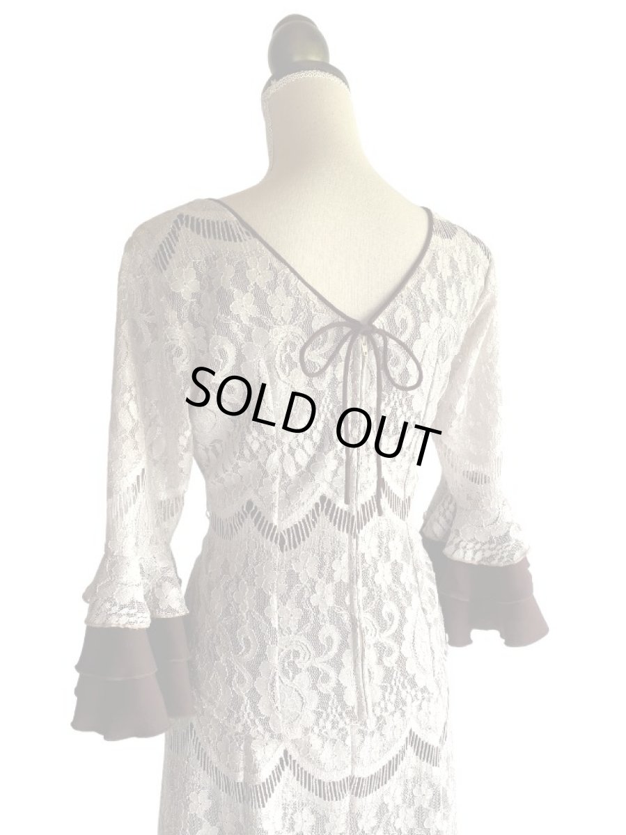 画像8: 《即納品》ツーピースドレス、レース×チョコ、Lサイズ (8)