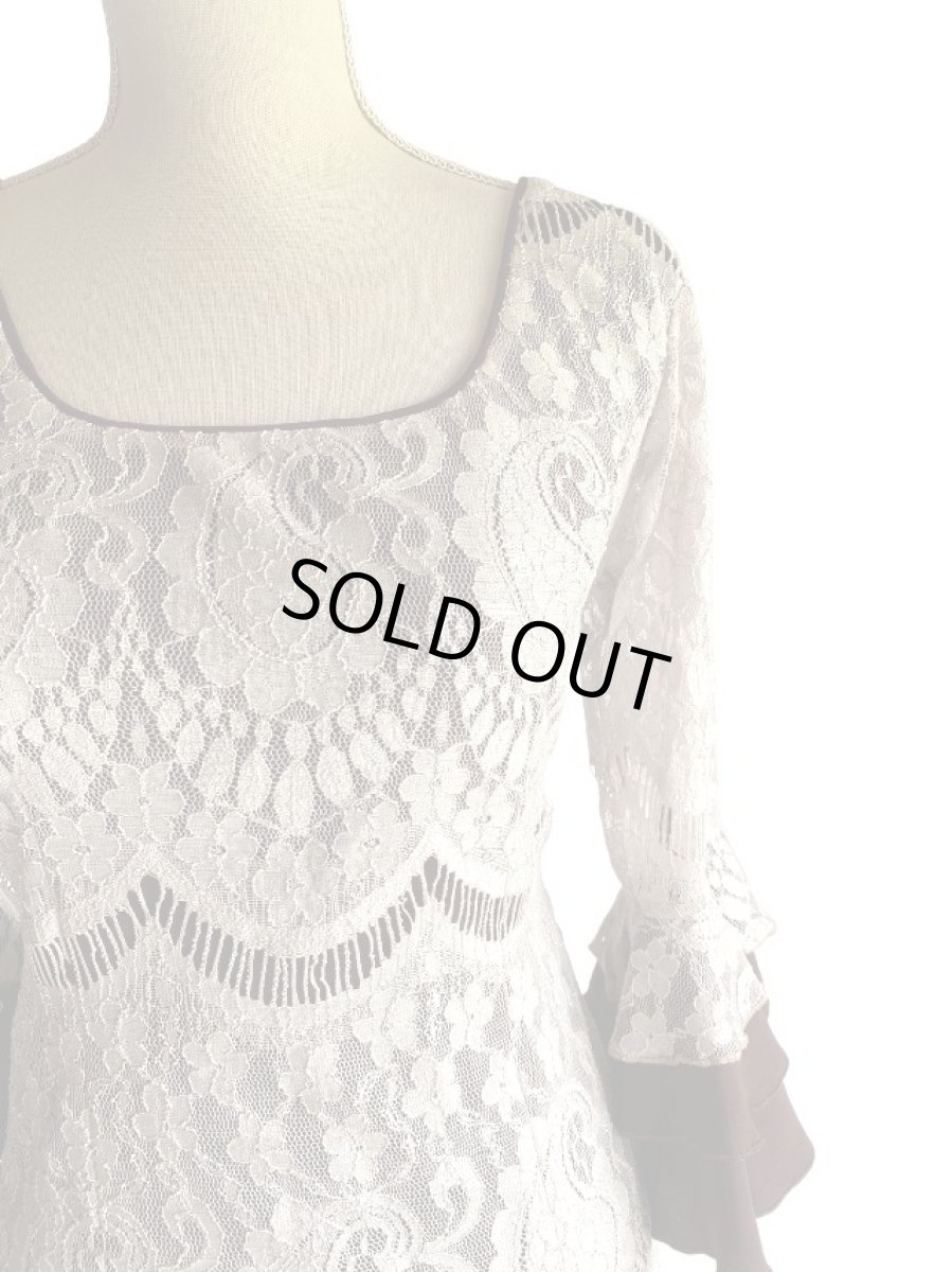 画像3: 《即納品》ツーピースドレス、レース×チョコ、Lサイズ (3)