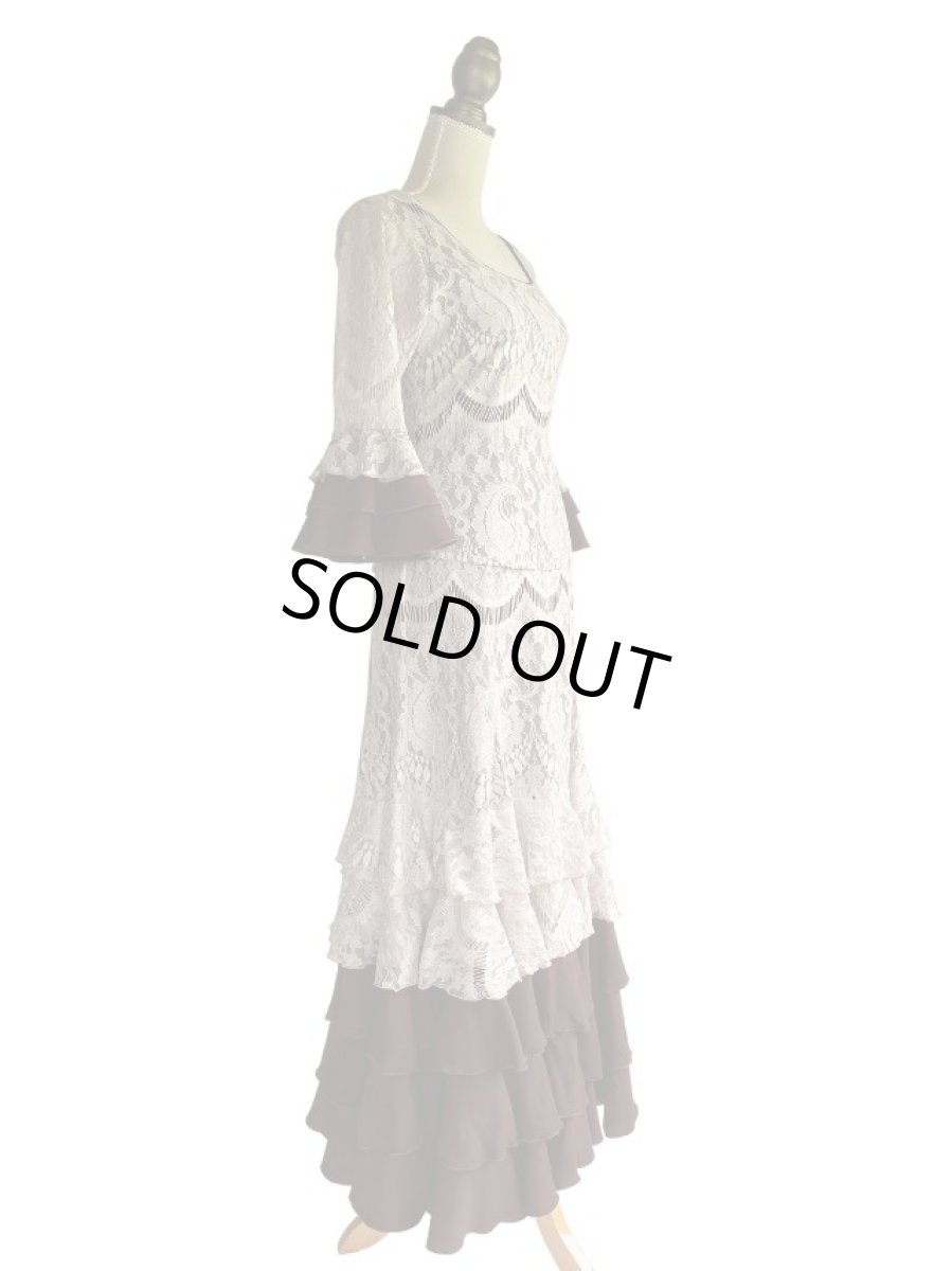 画像5: 《即納品》ツーピースドレス、レース×チョコ、Lサイズ (5)