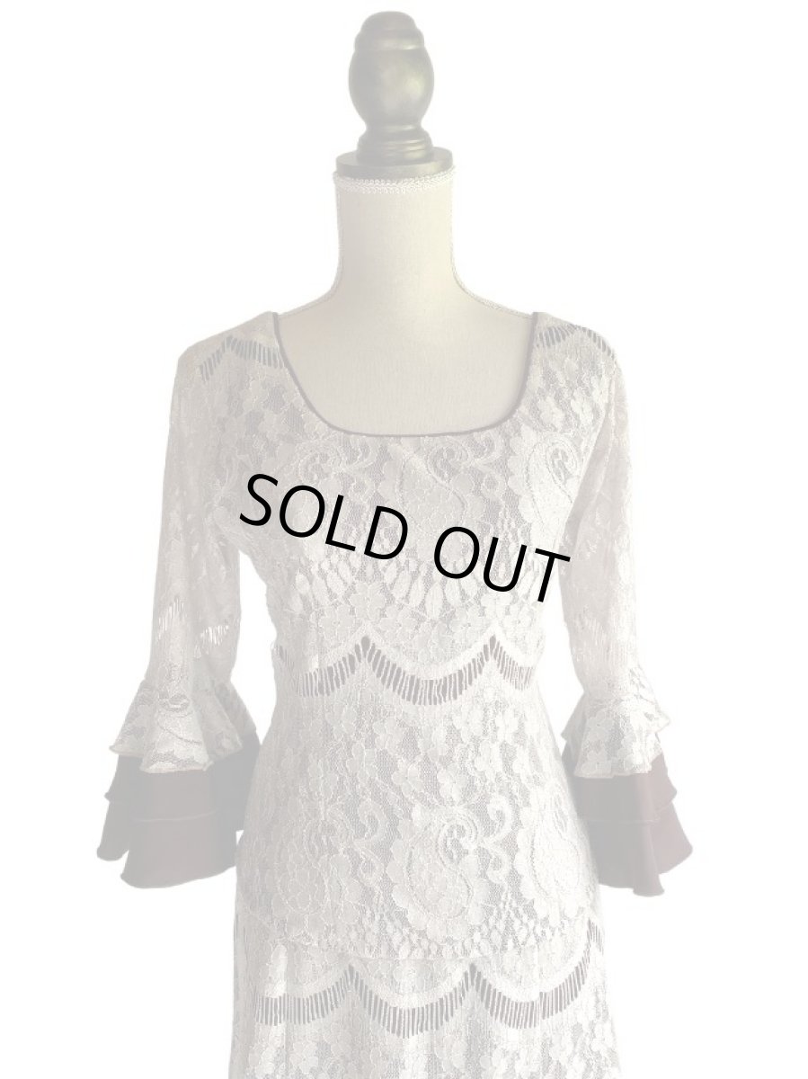 画像2: 《即納品》ツーピースドレス、レース×チョコ、Lサイズ (2)