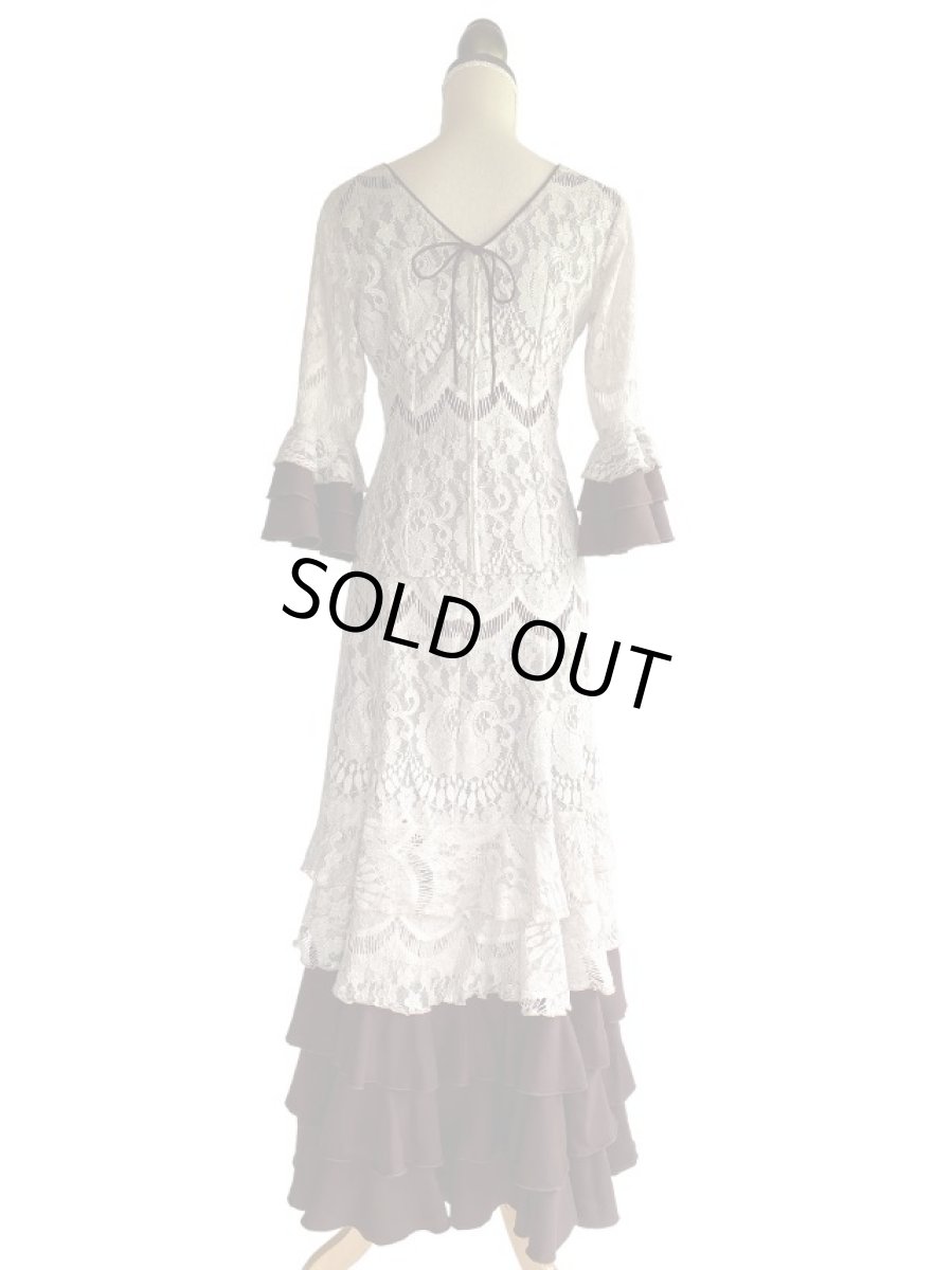 画像7: 《即納品》ツーピースドレス、レース×チョコ、Lサイズ (7)