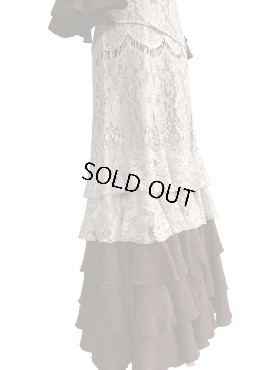画像6: 《即納品》ツーピースドレス、レース×チョコ、Lサイズ (6)