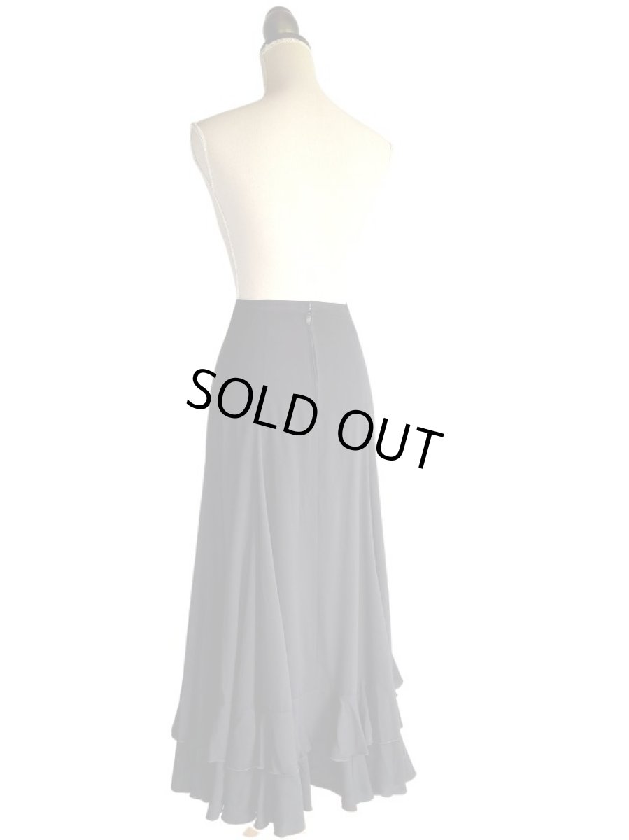 画像3: フリル2段、ジョーゼット生地、ブラック (3)