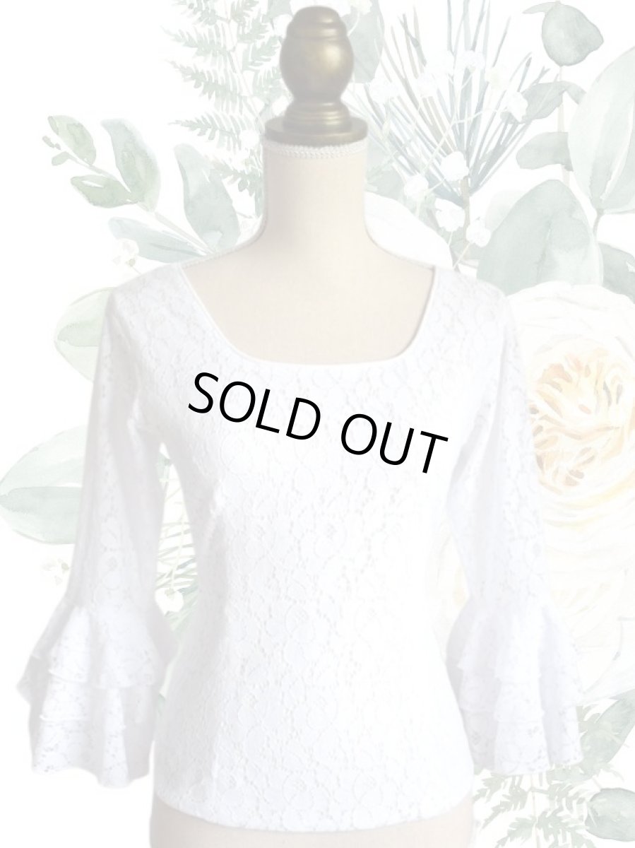 画像1: SALE‗バラモチーフ、レース、ホワイト (1)