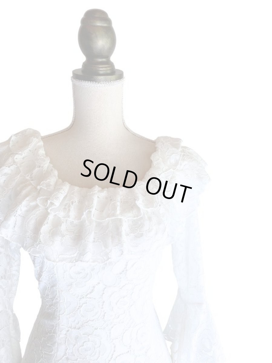 画像2: レースのフリルブラウス_ホワイト (2)