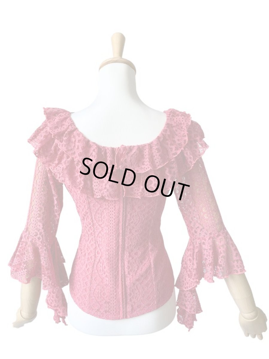 画像5: レースのフリルブラウス_ピンク (5)