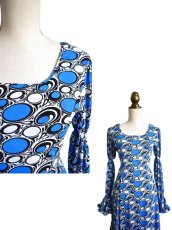 画像2: ツーピースドレス、ブルー、Lサイズ (2)