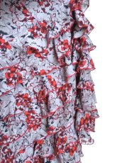 画像5: ツーピースドレス、グレー×レッドフラワー、Lサイズ (5)