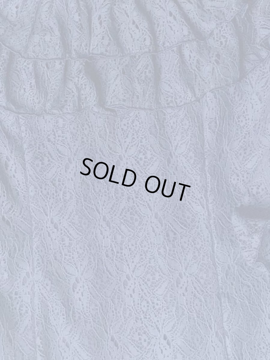 画像6: SALE‗レースのフリルブラウス、ネイビー (6)