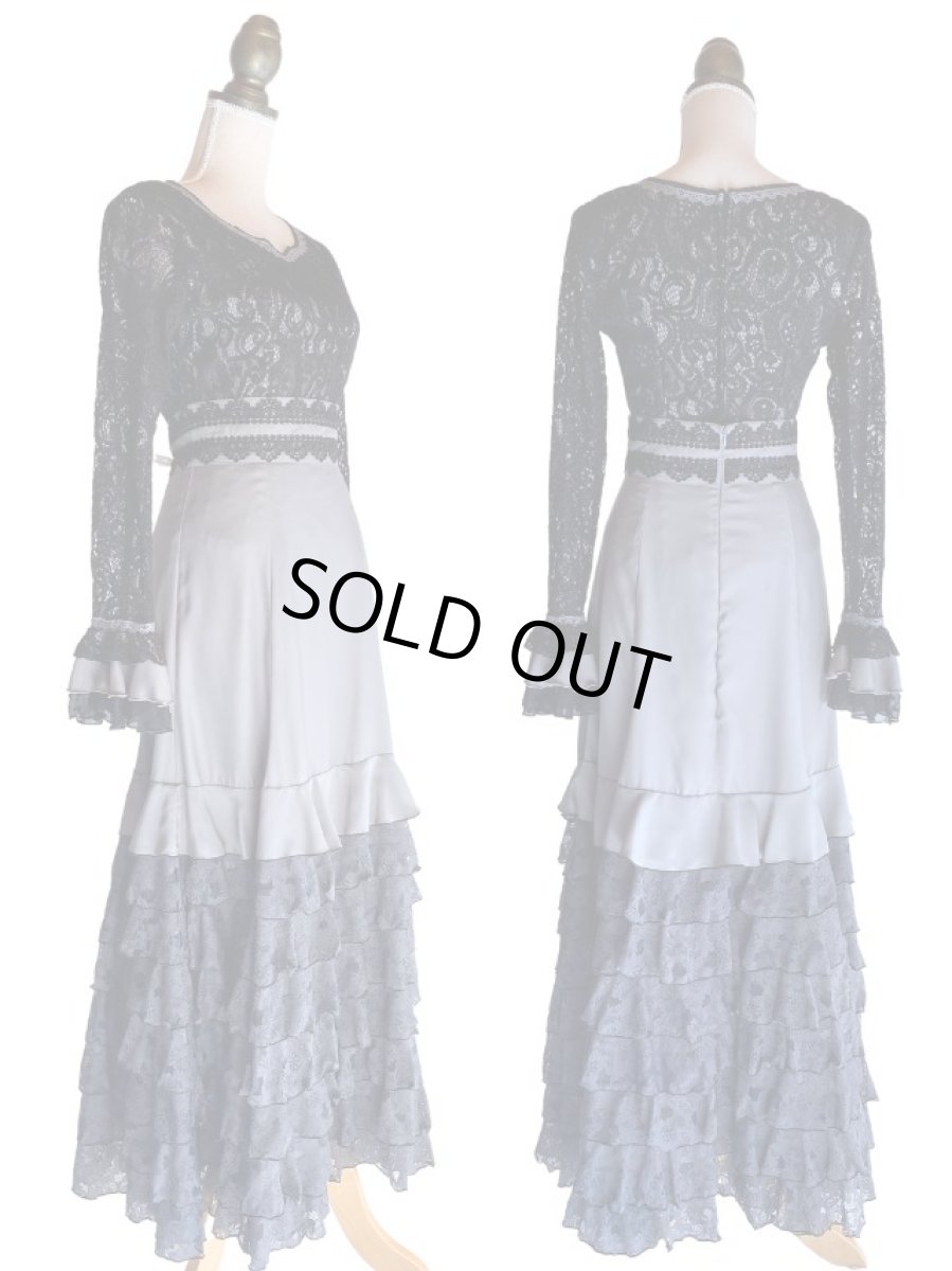 画像2: 《即納品》ファルダ、8段フリル、サテン生地グレー、レース生地フリル (2)