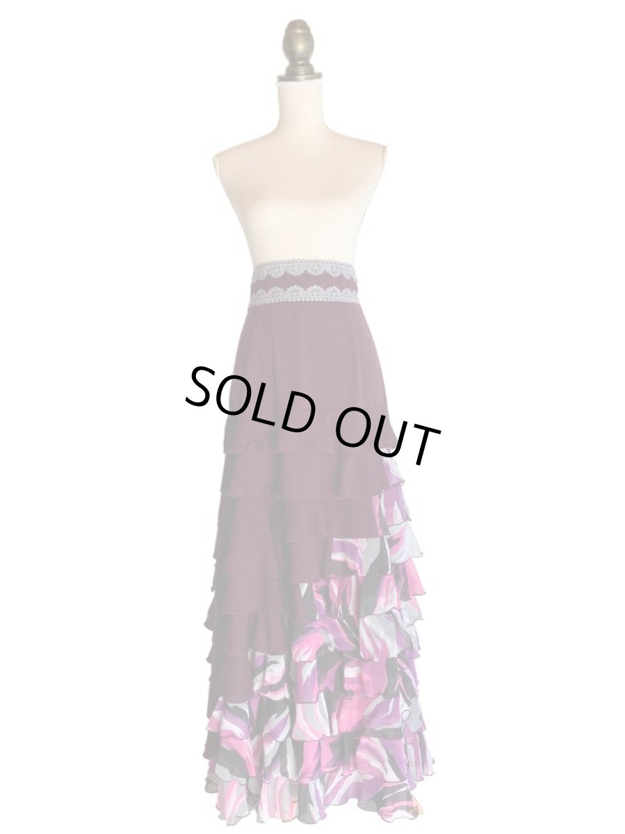 画像2: 《即納品》ファルダ、10段フリル、プラム、Lサイズ、丈102cm (2)