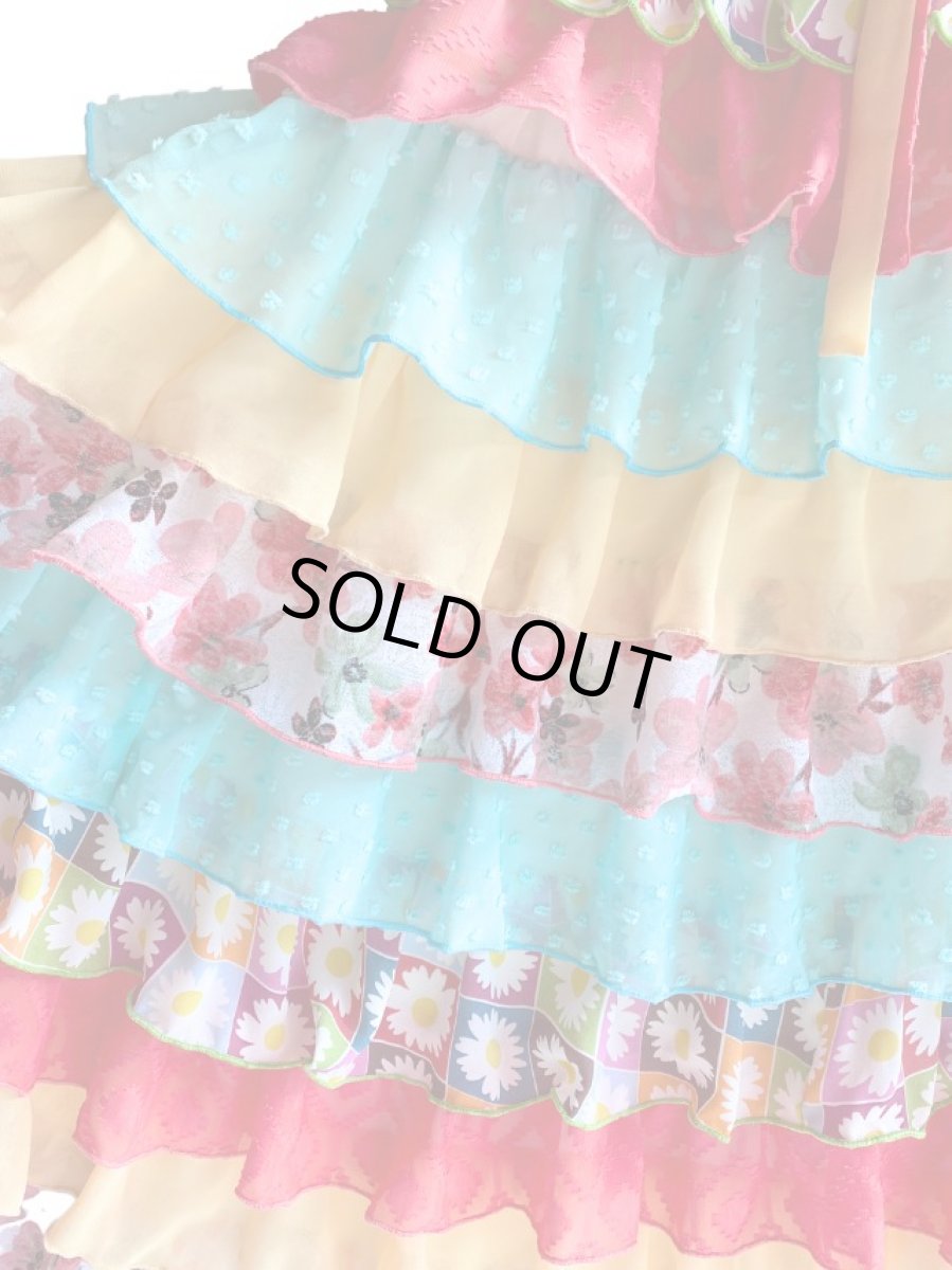 画像6: 《即納品》ツーピースドレス、ハイウエスト、ギャザーフリル10段、Lサイズ (6)