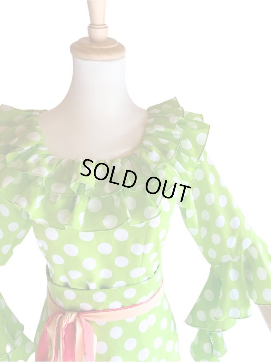 画像2: 《即納品》ツーピースドレス、ハイウエスト、ギャザーフリル10段、Lサイズ (2)