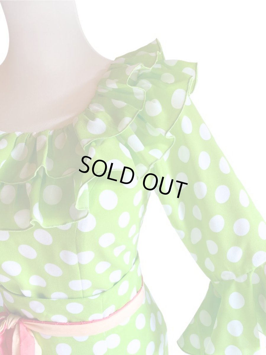 画像3: 《即納品》ツーピースドレス、ハイウエスト、ギャザーフリル10段、Lサイズ (3)