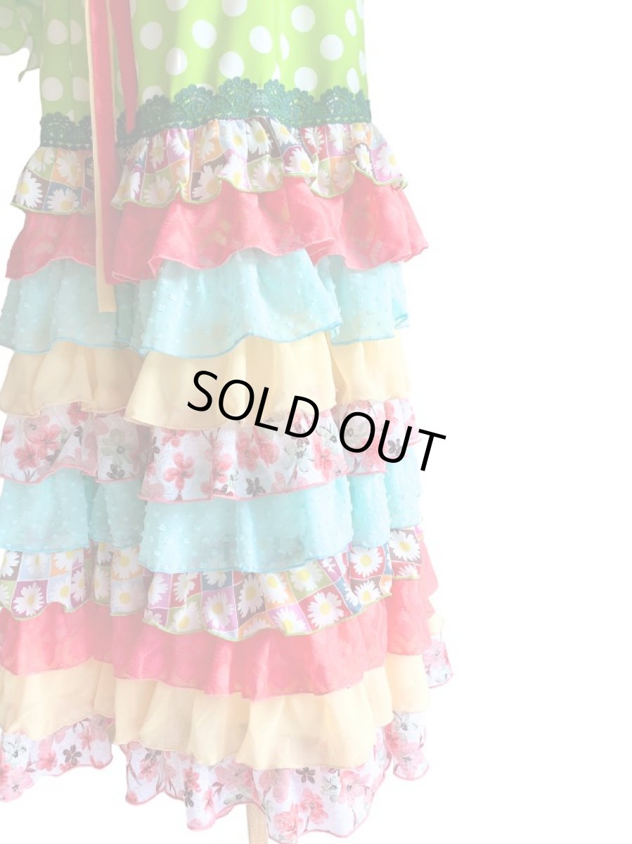 画像5: 《即納品》ツーピースドレス、ハイウエスト、ギャザーフリル10段、Lサイズ (5)