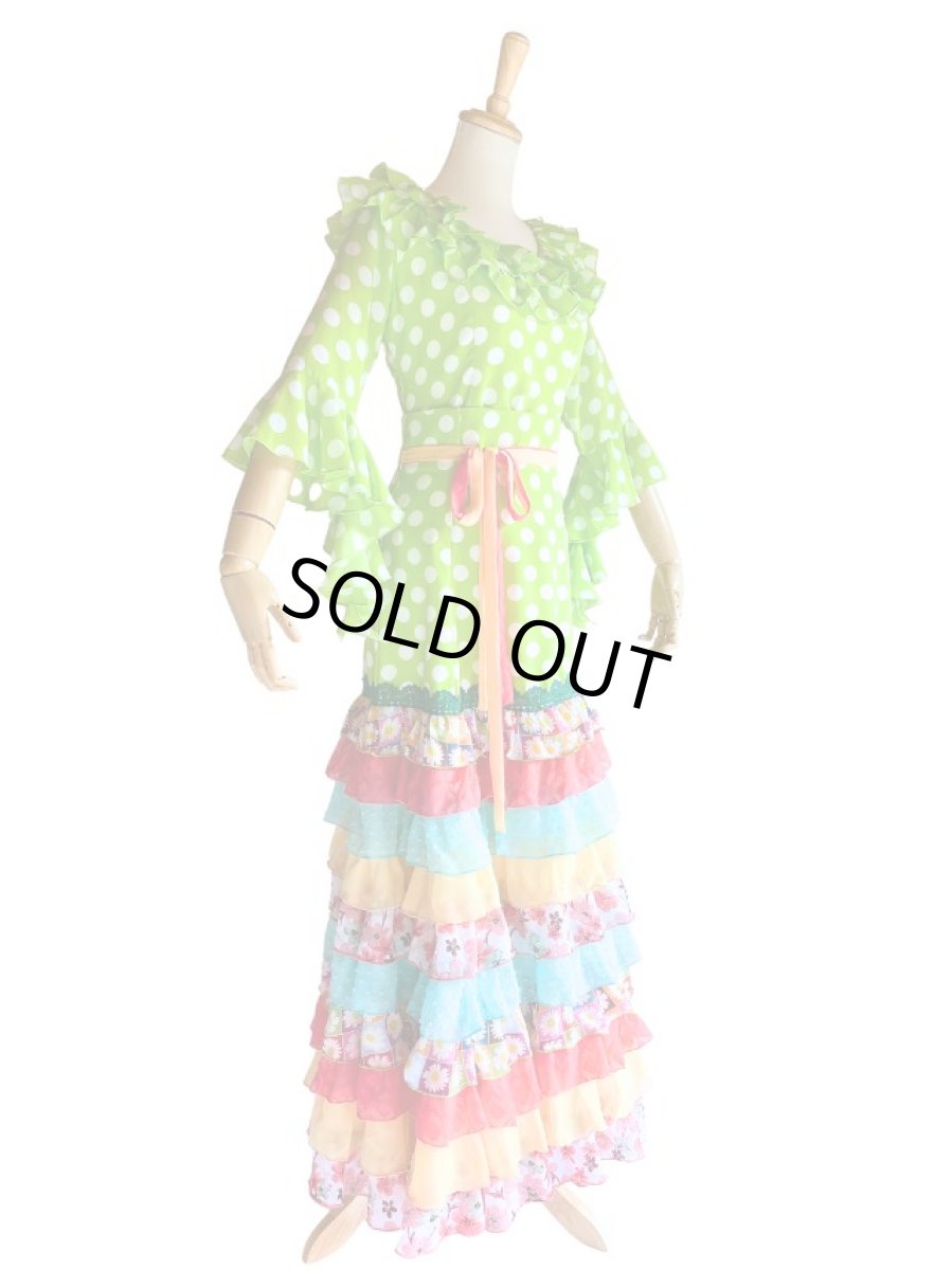 画像7: 《即納品》ツーピースドレス、ハイウエスト、ギャザーフリル10段、Lサイズ (7)