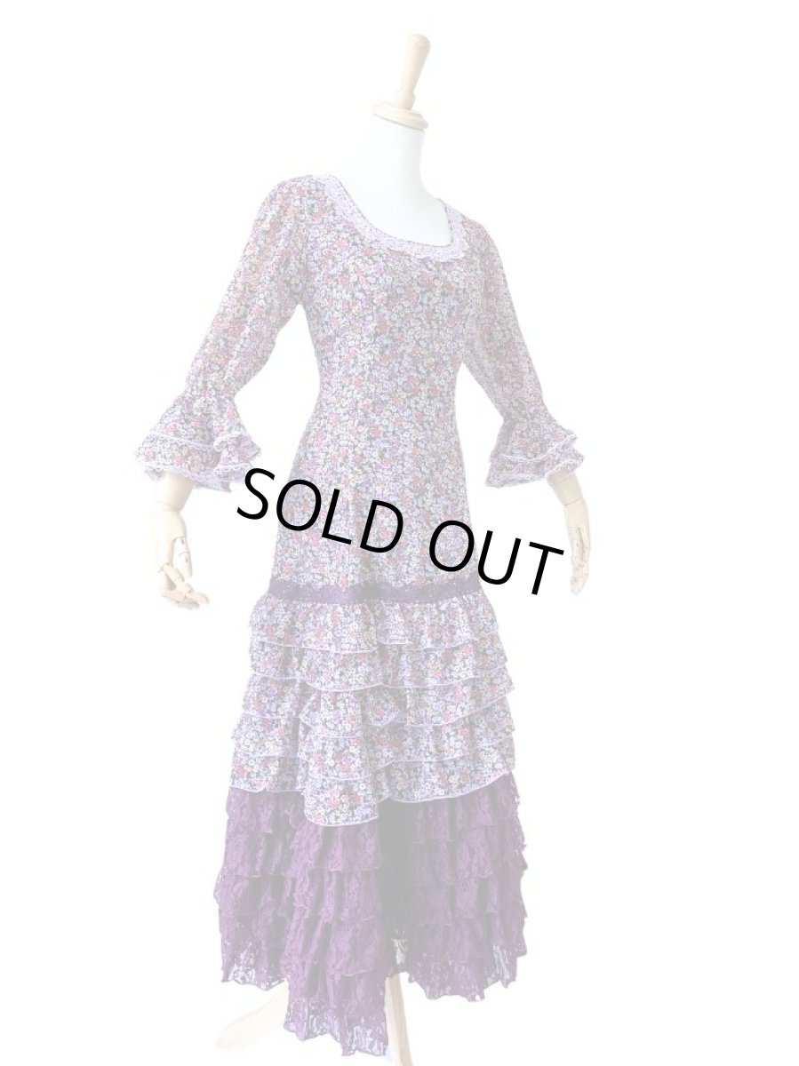 画像7: フラメンコドレス、プラム、Lサイズ、1点物 (7)