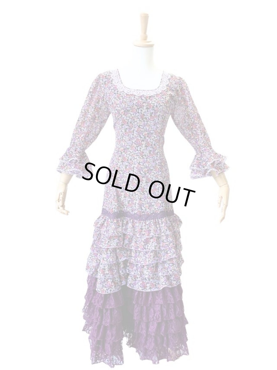 画像2: フラメンコドレス、プラム、Lサイズ、1点物 (2)