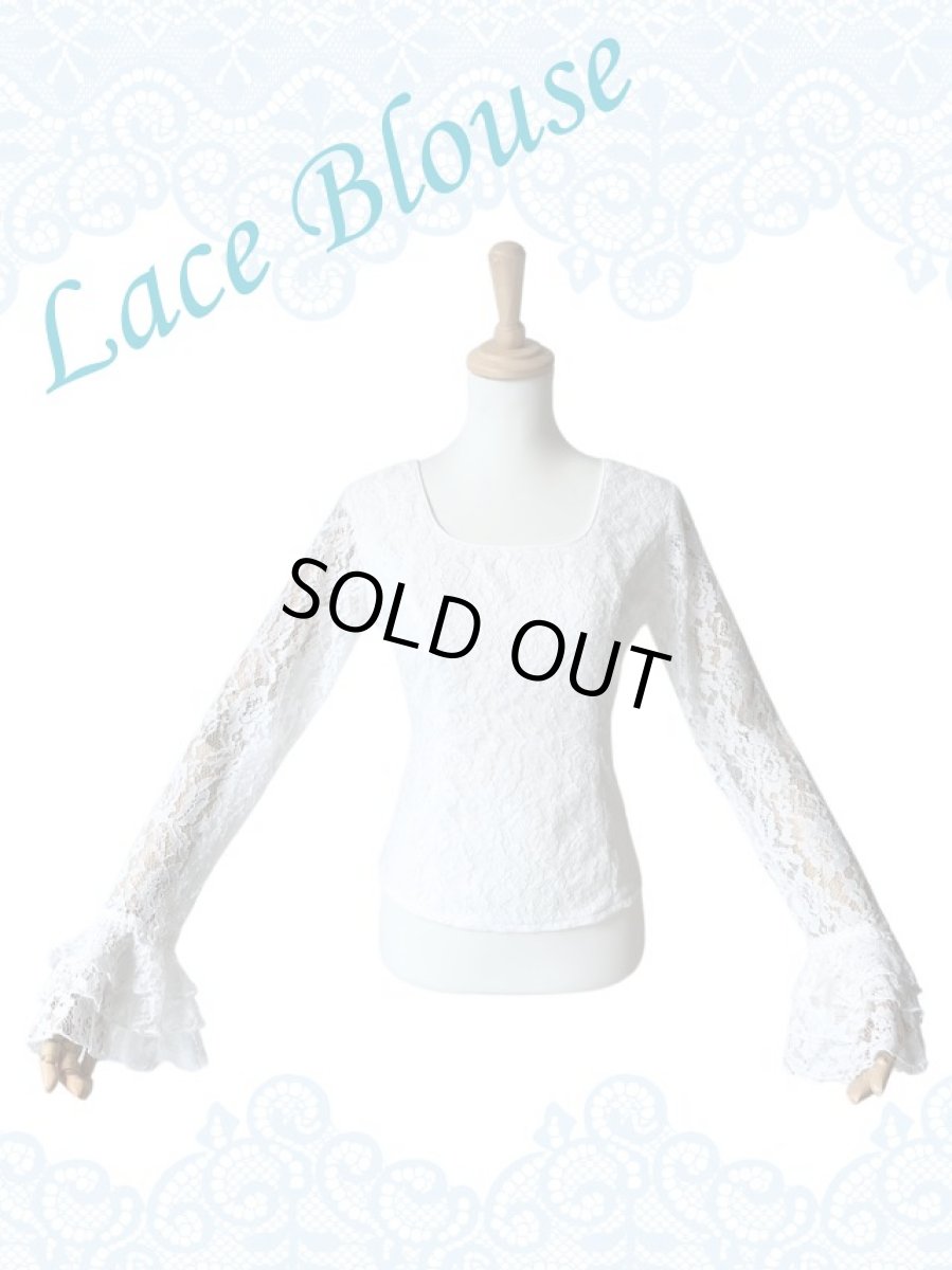 画像1: レースのブラウス、ホワイト (1)
