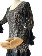 画像3: 《即納品》フラメンコドレス、Mサイズ、Blackレース (3)