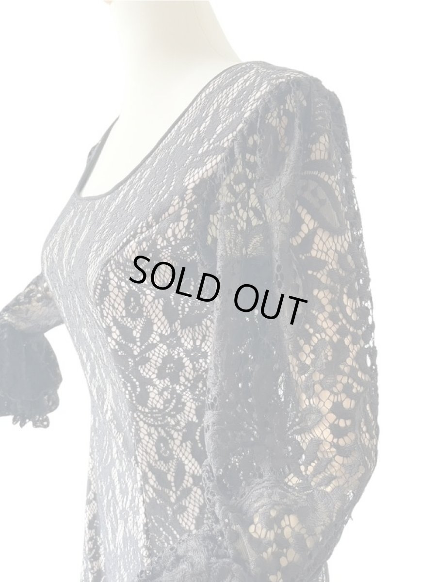 画像2: 《即納品》フラメンコドレス、Mサイズ、Blackレース (2)