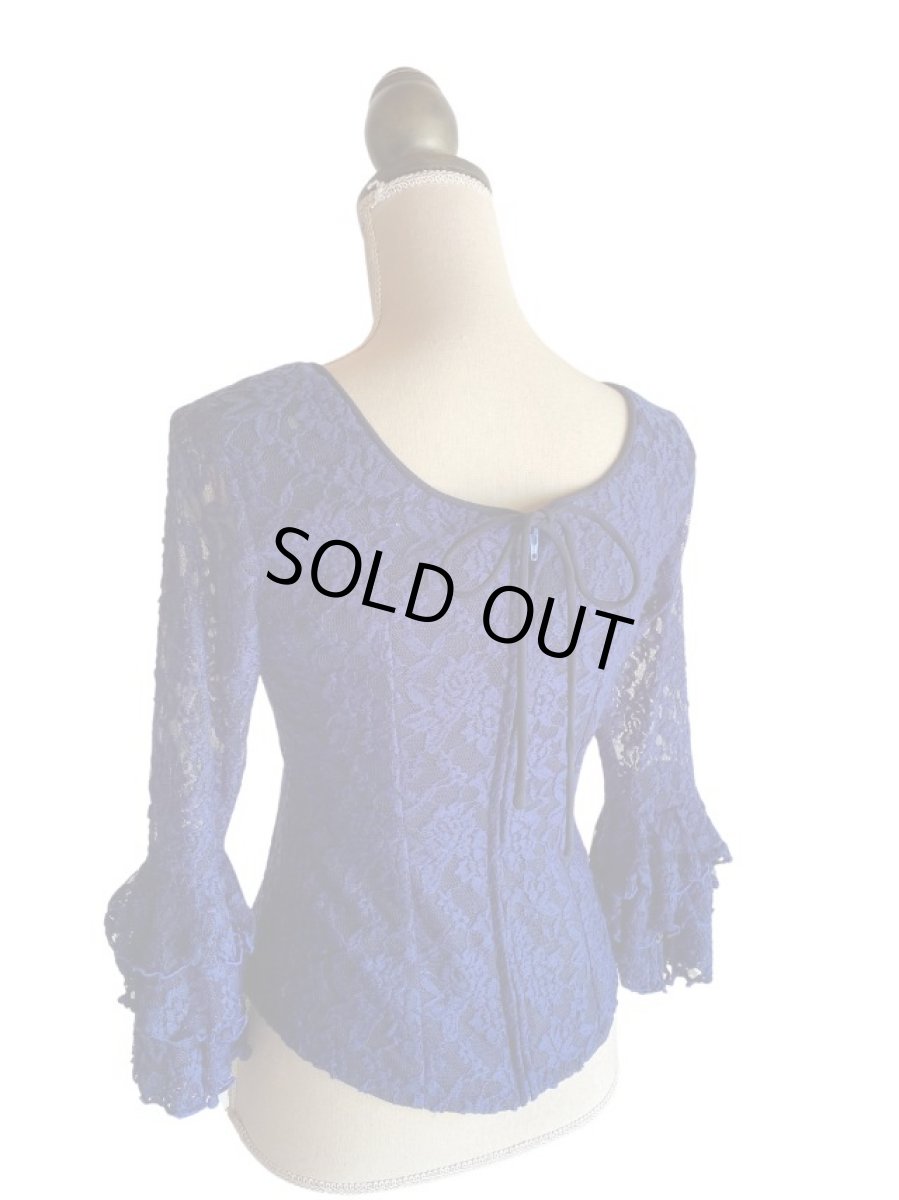 画像7: SALE‗レース生地、ウルトラマリン（群青色）Mサイズ (7)