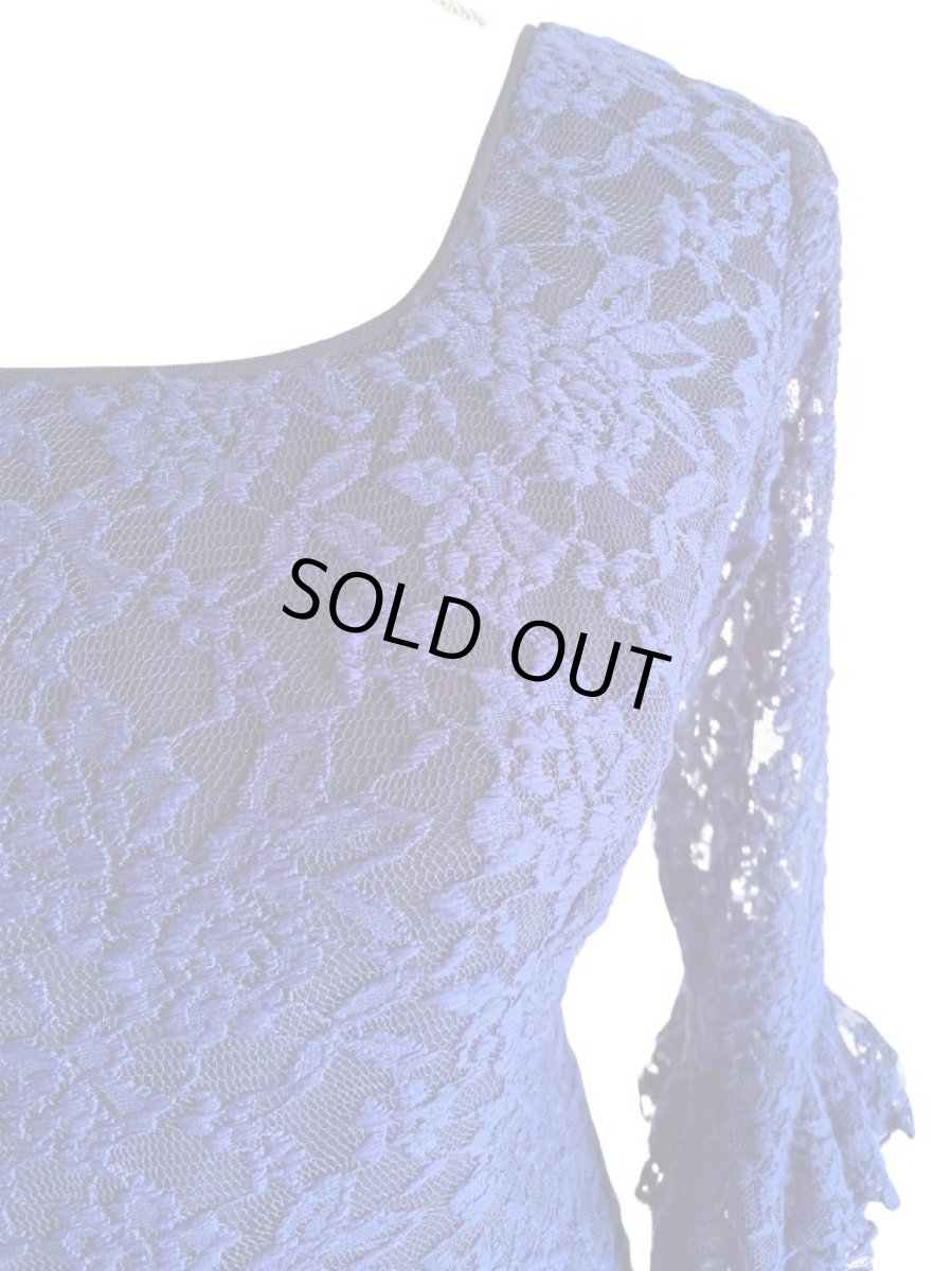 画像2: SALE‗レース生地、ウルトラマリン（群青色）Mサイズ (2)