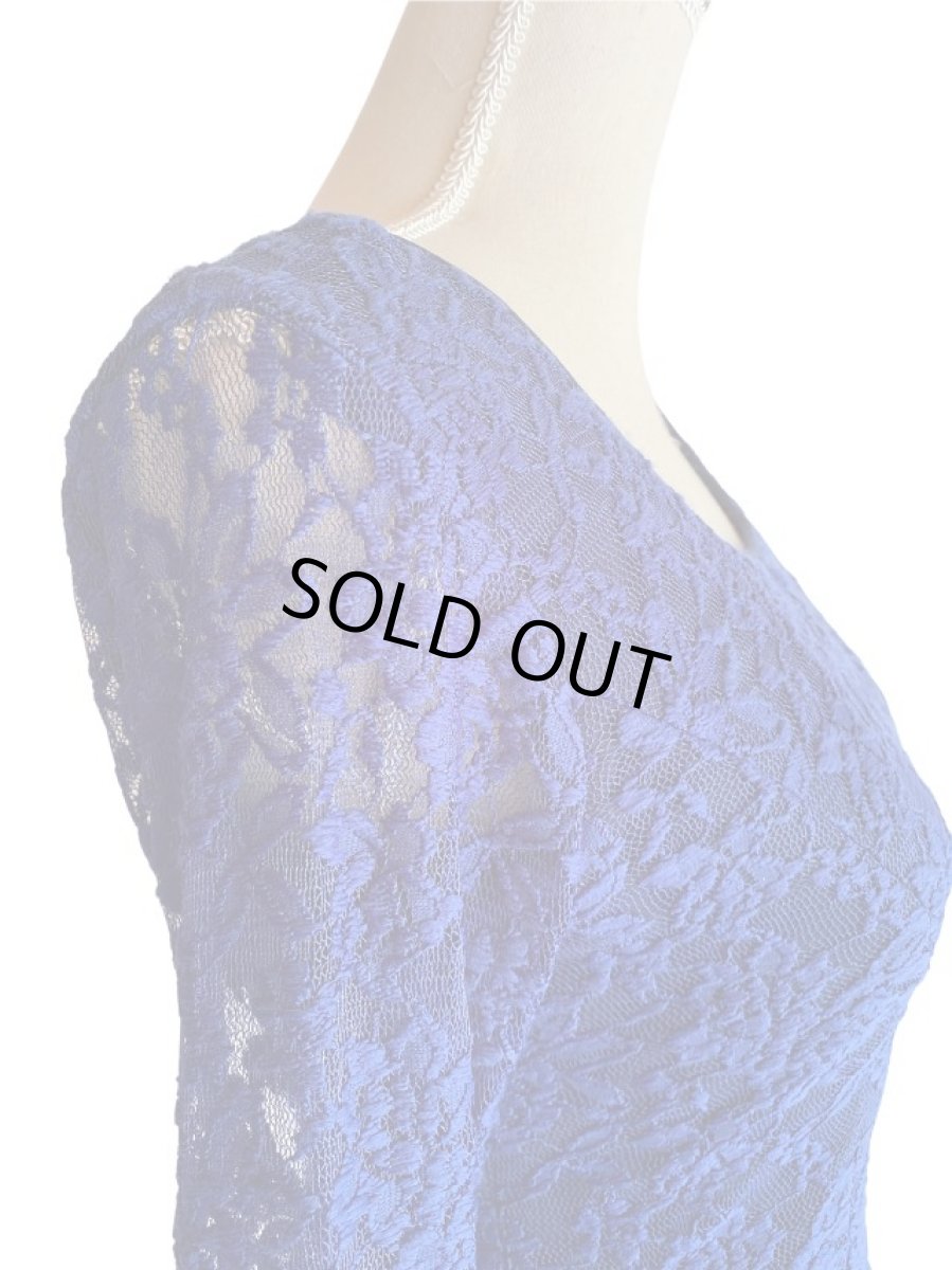 画像5: SALE‗レース生地、ウルトラマリン（群青色）Mサイズ (5)