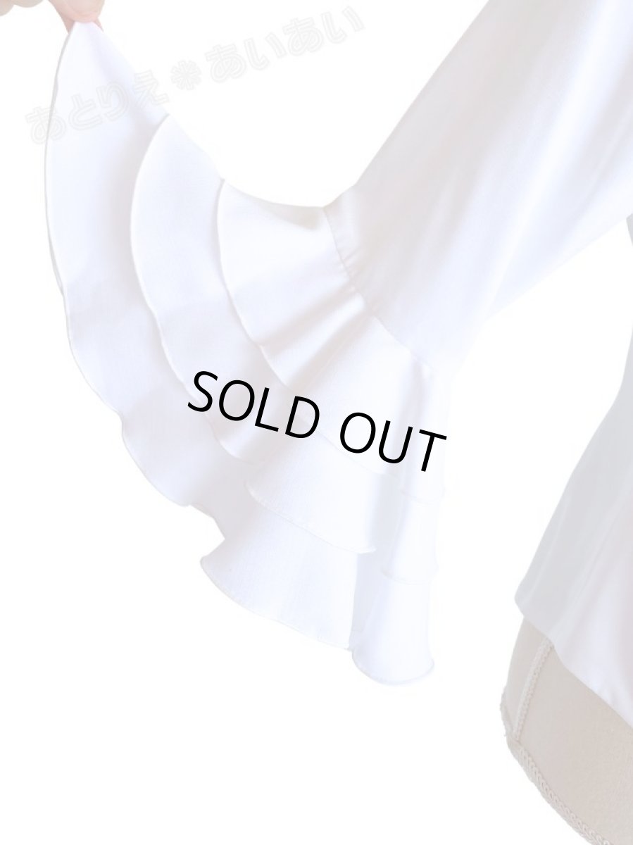 画像6: 在庫SALE【定番ロングセラー】ブラウス、フリル3段、オフホワイト (6)