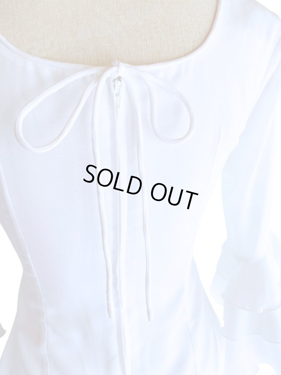 画像5: 在庫SALE【定番ロングセラー】ブラウス、フリル3段、オフホワイト (5)