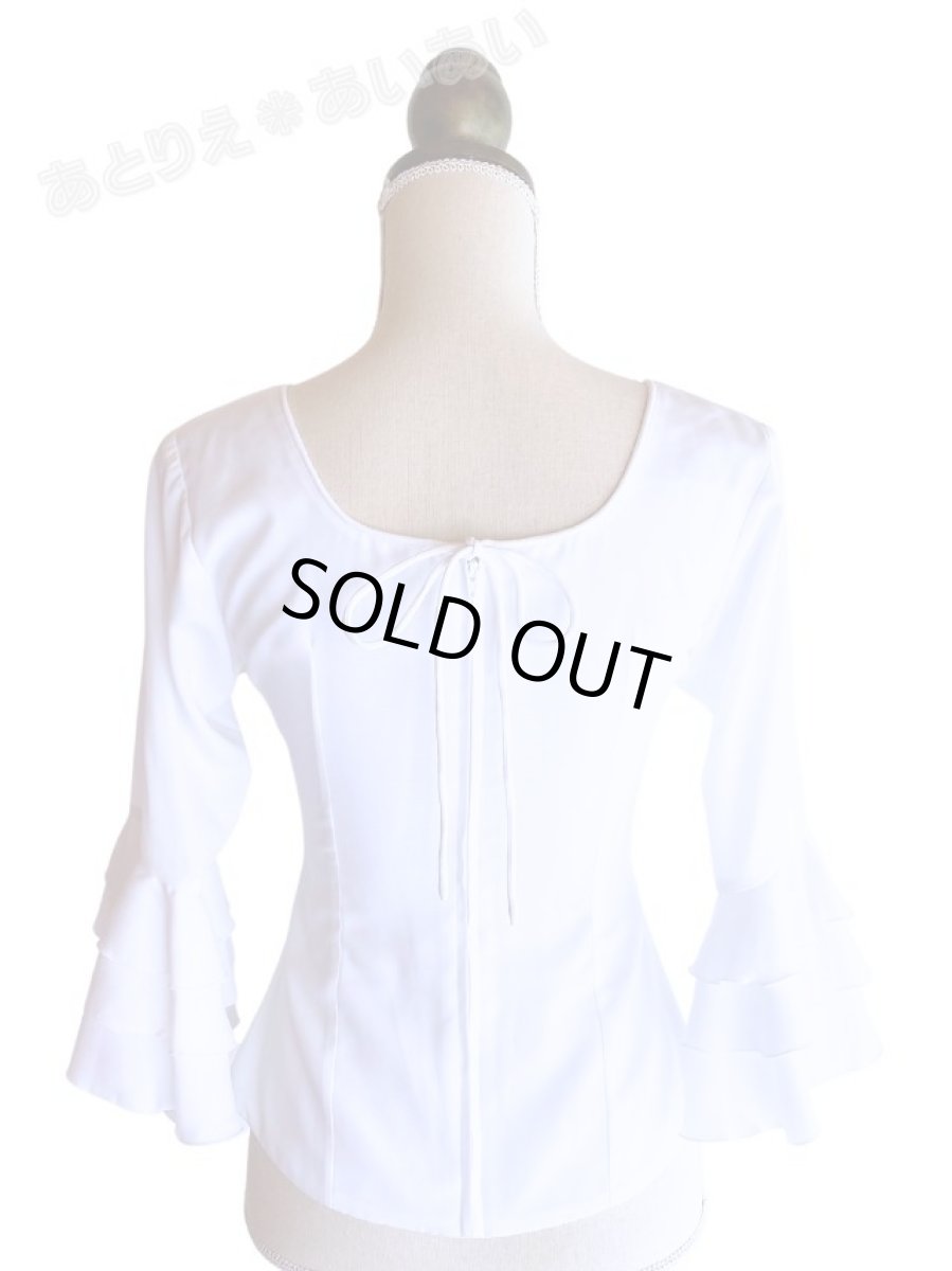 画像4: 在庫SALE【定番ロングセラー】ブラウス、フリル3段、オフホワイト (4)