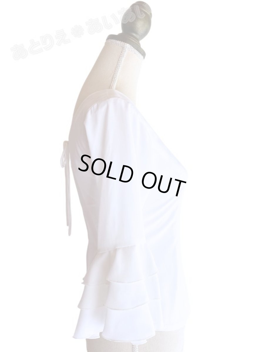 画像3: 在庫SALE【定番ロングセラー】ブラウス、フリル3段、オフホワイト (3)