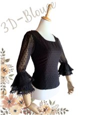 画像3: OFF_ブラウス、立体水玉、ブラック (3)