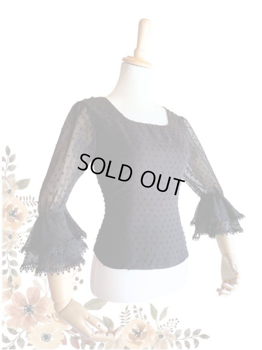 画像2: ブラウス、立体水玉、ブラック (2)